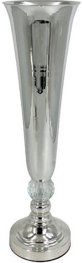 Marhome Διακοσμητικό Βάζο Μεταλλικό Ασημί Φ14xΥ45cm