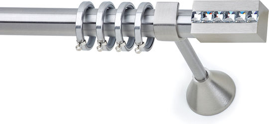 Anartisi Metallic Curtain Pole Inox Double with Rail Φ25mm 160cm Nickel Satin