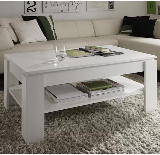 Rectangular Side Table Wooden with Lifting Mechanism White M50xL100xH43cm