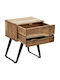 Bedside Table Imena Wooden With Metal Legs Beige 45x35x56cm