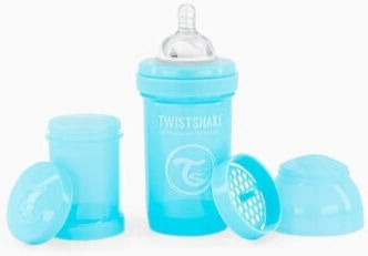 Twistshake Plastikflasche Nach Gegen Koliken mit Silikonsauger für 0+, 0+ m, Monate Blue 180ml