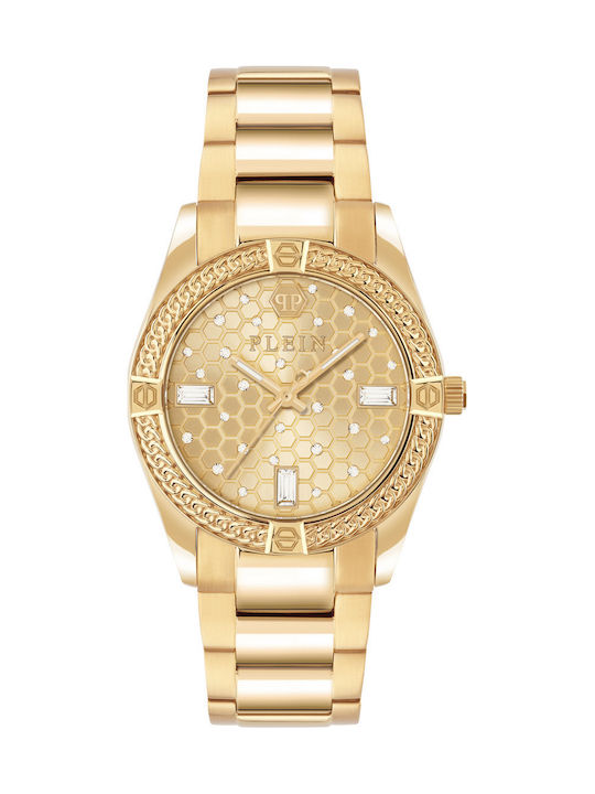 Philipp Plein Icon Chain Ανδρικό Ρολόι 43mm Μπαταρίας με Χρυσό Μεταλλικό Μπρασελέ