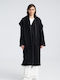 Δερμάτινo Γυναικείο Μαύρο Παλτό Oversized
