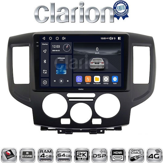 Clarion Ηχοσύστημα Αυτοκινήτου για Nissan NV200 2009 (Bluetooth/USB/WiFi/GPS/Apple-Carplay/Android-Auto)