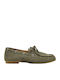 Leather Women's Moccasins in Green Color