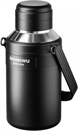 Μπουκάλι Θερμός Ανοξείδωτο / Πλαστικό 900ml Black