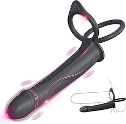 Smd Rockhard Vibrating Anal Plug & Dildo Cock Ring Strap On & Double Penetration 10 Vibration Modes Black