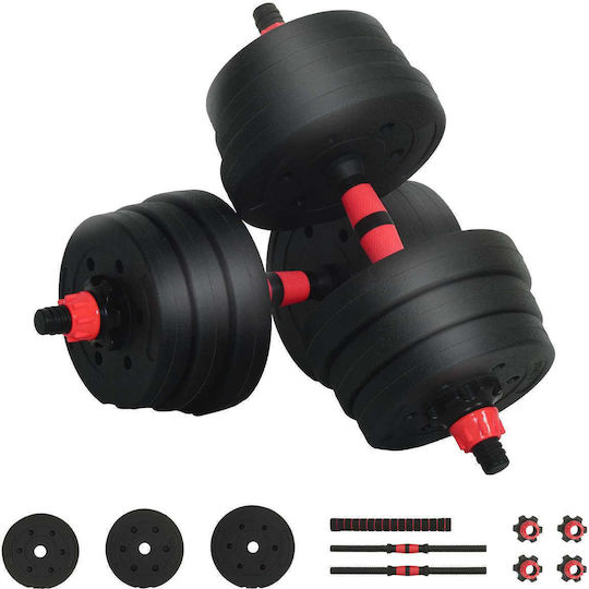 vidaXL Αλτήρες Σετ με Μπάρα Συνολικού Βάρους 20kg με Βάση