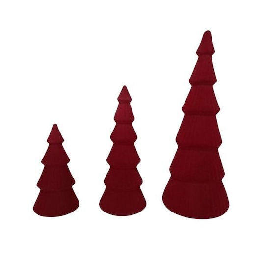 Weihnachtsdekorationen mit Bäumen Tischdekoration Samt Baum Rot 24cm
