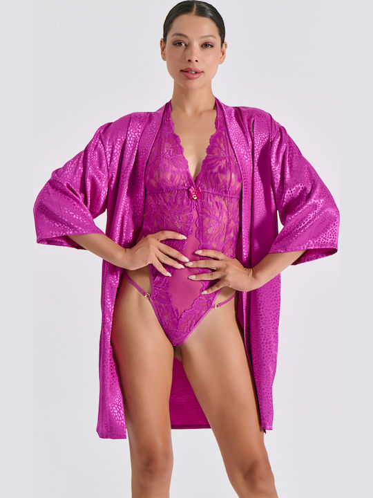 Milena by Paris Spitzen Unterwäsche-Set für Damen mit Zeichenfolge Magenta