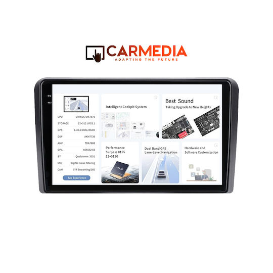 Carmedia Ηχοσύστημα Αυτοκινήτου για Fiat Panda 2003-2012 (Bluetooth/USB/WiFi/GPS/Apple-Carplay/Android-Auto) με Οθόνη Αφής 9.5"