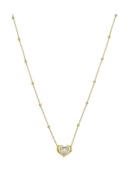 Vogue Necklace with design Heart from Gold Plated Silver with Zircon