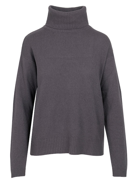 Women's Sweater Woolen Turtleneck Brown