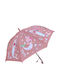 Gift-Me Kids Curved Handle Auto-Open Umbrella with Diameter 67cm Pink