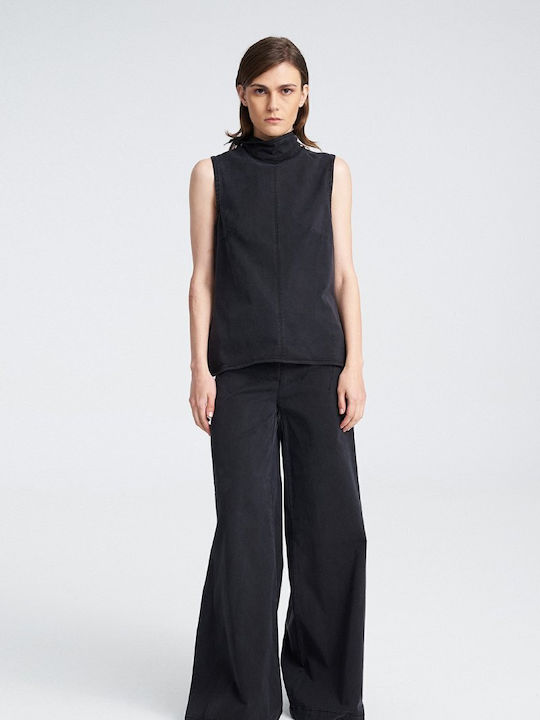 Damen Stoff Hose Schwarz