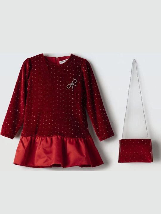 Evita Kinderkleid Sparkle Celebration Samt Burgundy