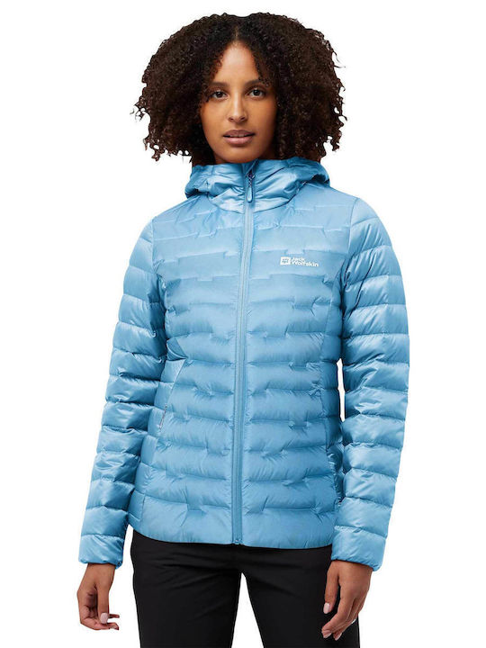 Women's Puffer Jacket Waterproof and Windproof for Winter with Hood Rds Blue