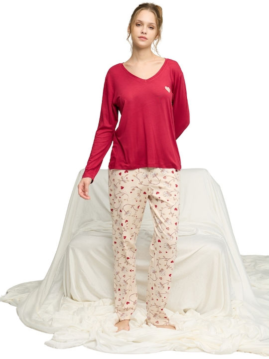 Sexen Set Pijamale pentru Femei Bordeaux Romantic
