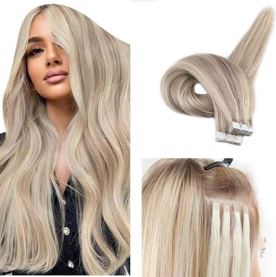 Remy Hair Αυτοκόλλητο Extension με Φυσική Τρίχα Ρεμί σε Σκούρο Ξανθό Χρώμα 18/613 55cm 4τμχ