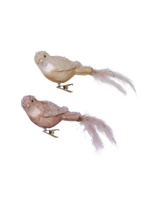 MSA Weihnachtsbaumschmuck 2/ass Vogel Pilly Gold 18x4,5x6cm Glasartig