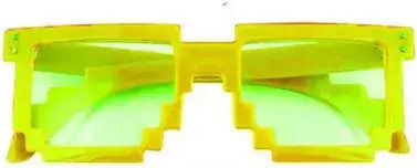 Парти Очила Nerd Clear 92054-3-1 Светещи В Тъмното Пикселни Слънчеви Очила UV 400 Прозрачни Лещи Жълти