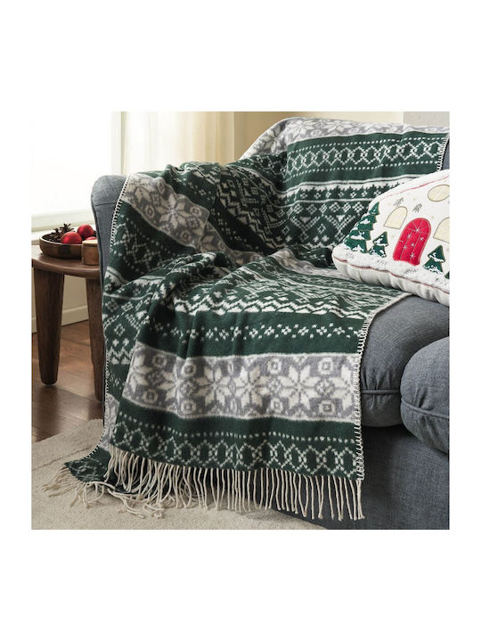 Gofis Home Fleece Blanket Sofa with Fringes 130x170cm