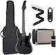 Harley Benton Set Electric Guitar Stratocaster White with Case