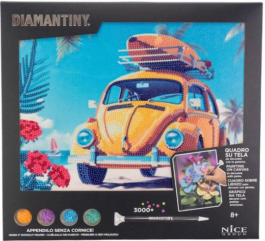 Nice Diamantiny Quadro Ii Δημιουργικό Σετ Μωσαϊκού “yellow Car” Πολύχρωμα Διαμαντάκια 96566 8+ Ετών