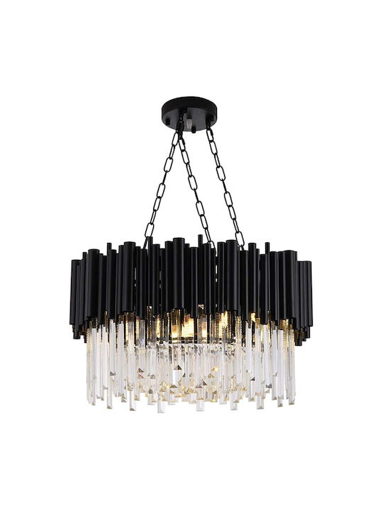 Lightplanet Πολυέλαιος με Κρύσταλλα Μαύρος 6924/800BK