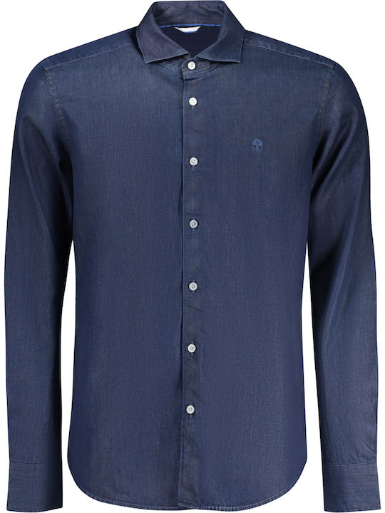 Long-sleeved Cotton Shirt Blue