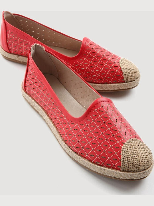Women's Leather Espadrilles Red