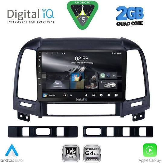 Digital IQ Car Audio System for Hyundai Santa Fe 2005-2013 (Bluetooth/USB/WiFi/GPS/Apple-Carplay/Android-Auto) with Touch Screen 9"