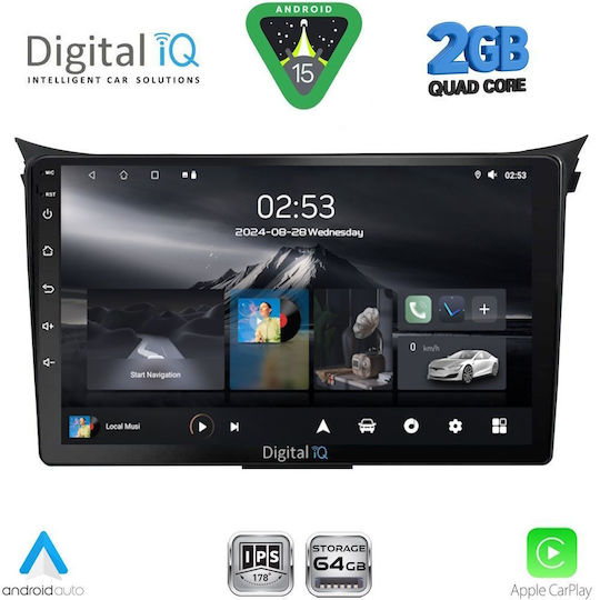 Digital IQ Ηχοσύστημα Αυτοκινήτου για Hyundai i30 2012-2017 (Bluetooth/USB/WiFi/GPS/Apple-Carplay/Android-Auto) με Οθόνη Αφής 9"