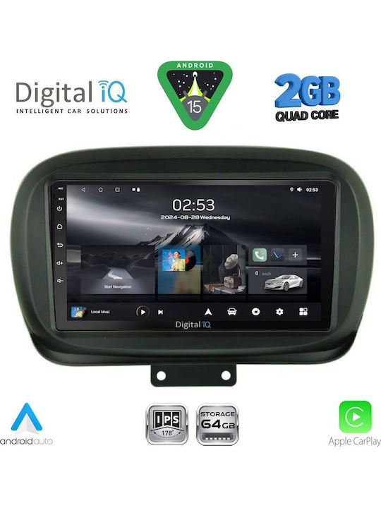 Digital IQ Car Audio System for Fiat 500X 2014 (Bluetooth/USB/WiFi/GPS/Apple-Carplay/Android-Auto) with Touch Screen 9"