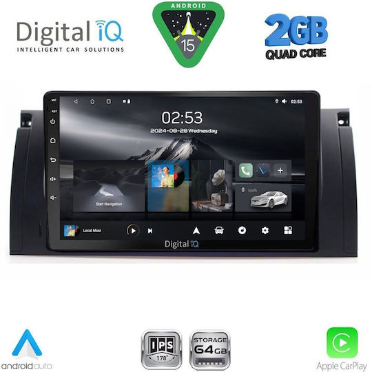 Digital IQ Ηχοσύστημα Αυτοκινήτου για BMW Σειρά 5 (E39) / X5 (E53) 1997-2005 (Bluetooth/USB/WiFi/GPS/Apple-Carplay/Android-Auto) με Οθόνη Αφής 9"