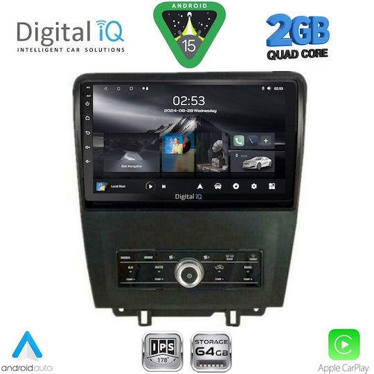 Digital IQ Car Audio System for Ford Mustang 2010-2015 (Bluetooth/USB/WiFi/GPS/Apple-Carplay/Android-Auto) with Touch Screen 9"