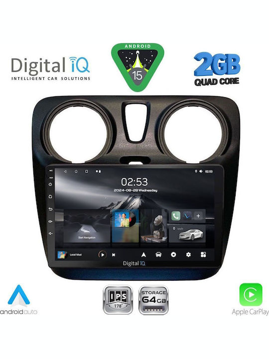 Digital IQ Car Audio System for Dacia Dokker 2012-2022 (Bluetooth/USB/WiFi/GPS/Apple-Carplay/Android-Auto) with Touch Screen 9"