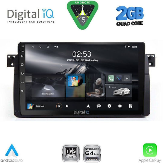 Digital IQ Car Audio System for BMW E46 1998-2005 (Bluetooth/USB/WiFi/GPS/Apple-Carplay/Android-Auto) with Touch Screen 9"