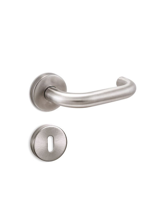 Conset Lever Middle Door with Rosette Pair with Rosette Nickel