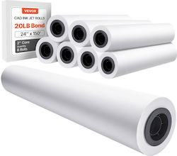 Χαρτί Μεγάλου Μεγέθους Vevor Ρολό Σχεδίασης 609,6 Mm X 45,7 M 8 Ρολά Cad Bond Rolls Πυρήνα 50,8 Mm 80 Ρολά Σχεδίασης Gsm Σχέδια Cad Μηχανικά Σχέδια Χάρτες Gis Αρχιτεκτονικά Σχέδια