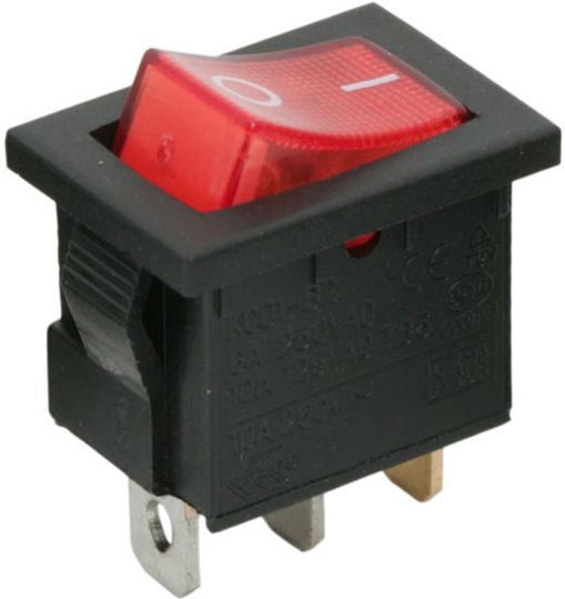 Set 5 Bucăți Comutator Balansoar 1 Circuit 6a-250v Off-On Roșu Iluminat