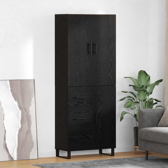 Bookcase Highboard Black Oak (2 pcs) 69.5x34x180 cm