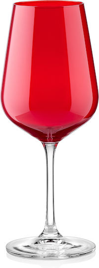 Bohemia Set of Glasses for White and Red Wine made of Crystal in Red Color 450ml 6pcs