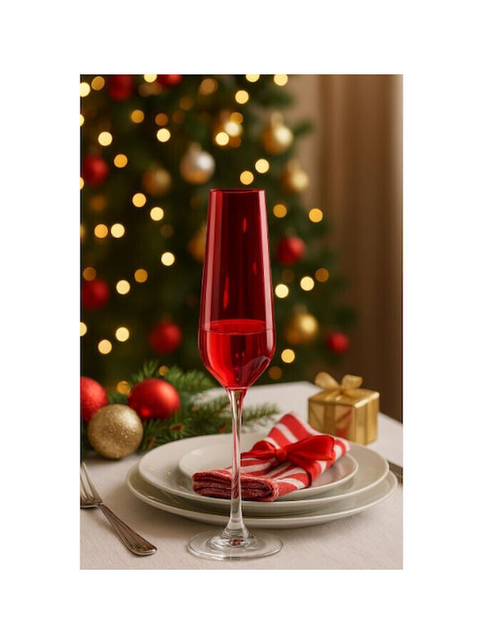 Galifas Set of Glasses Champagne made of Crystal in Red Color Stemmed 200ml 6pcs