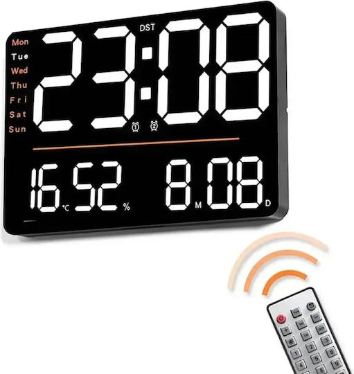 Wall Clock Digital Black 35x17cm