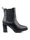 Leather Women's Chelsea Boots with High Heel Black