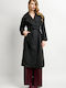 Women's Black Coat with Belt