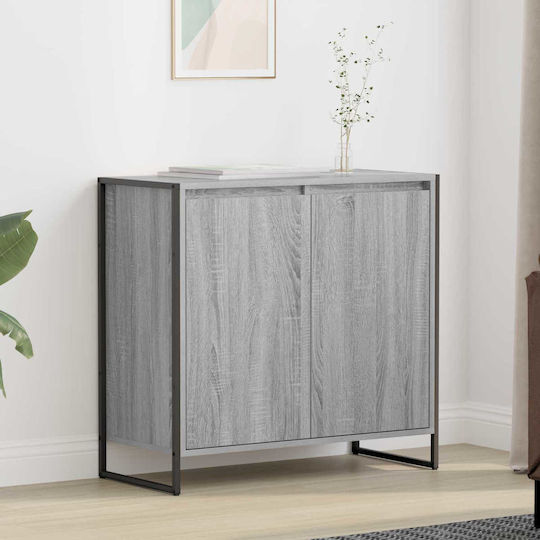 Wooden & Metallic Chest of Drawers Gray Sonoma 79x36x75cm