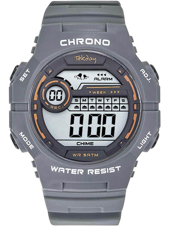 Tekday Ceas Cronograf Digital de Bărbați cu Curea din Cauciuc Gri