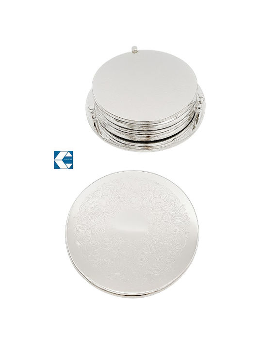 Galifas Coaster Metallic with Stand Silver 6pcs